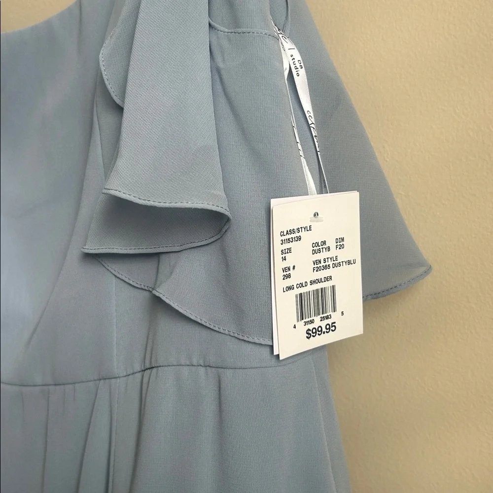 CELEBRATE DB STUDIO Cold-Shoulder Long Chiffon Dress STYLE# F20365 size 14 NWT - Picture 6 of 9